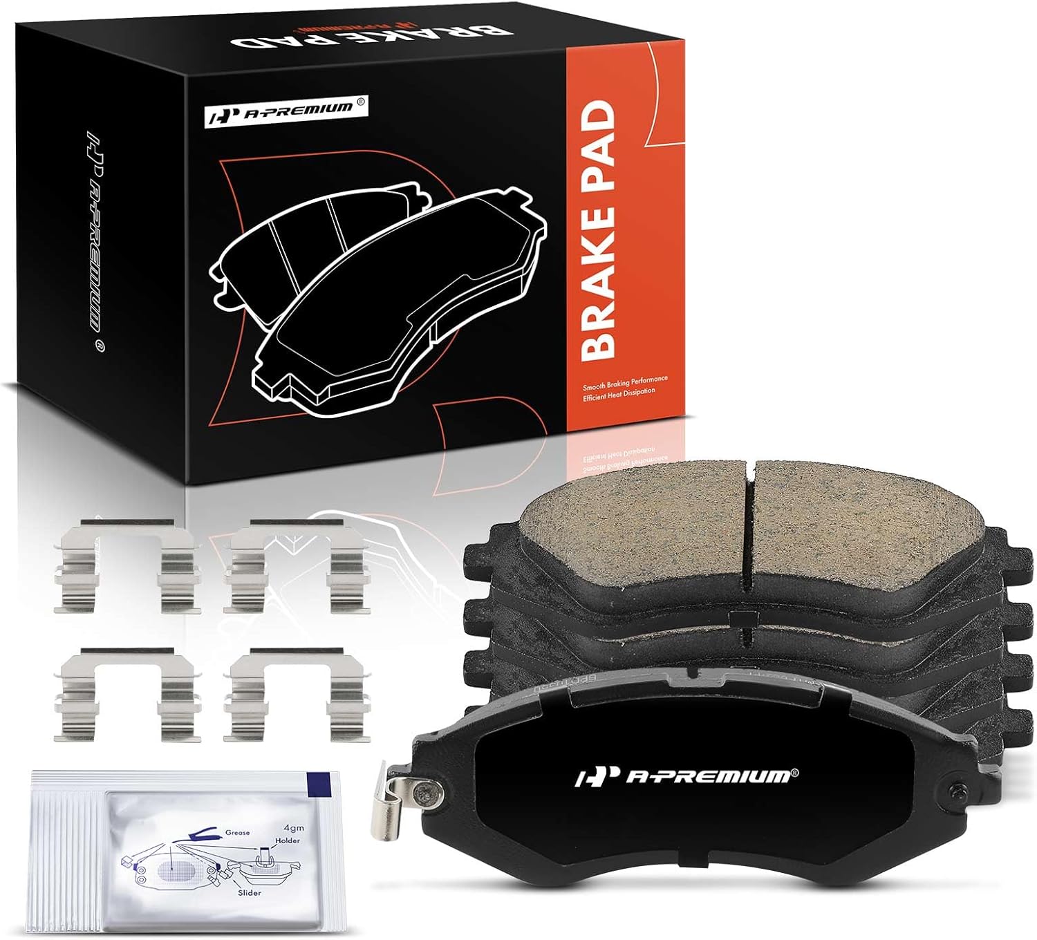 A-Premium Front Ceramic Brake Pads Set Compatible with Chevrolet Spark 2013-2015, Spark EV 2014-2016, Aveo, Aveo5 & Suzuki Forenza, Reno, Swift+ & Pontiac G3, G3 Wave, Wave, Wave5, 4-Pack