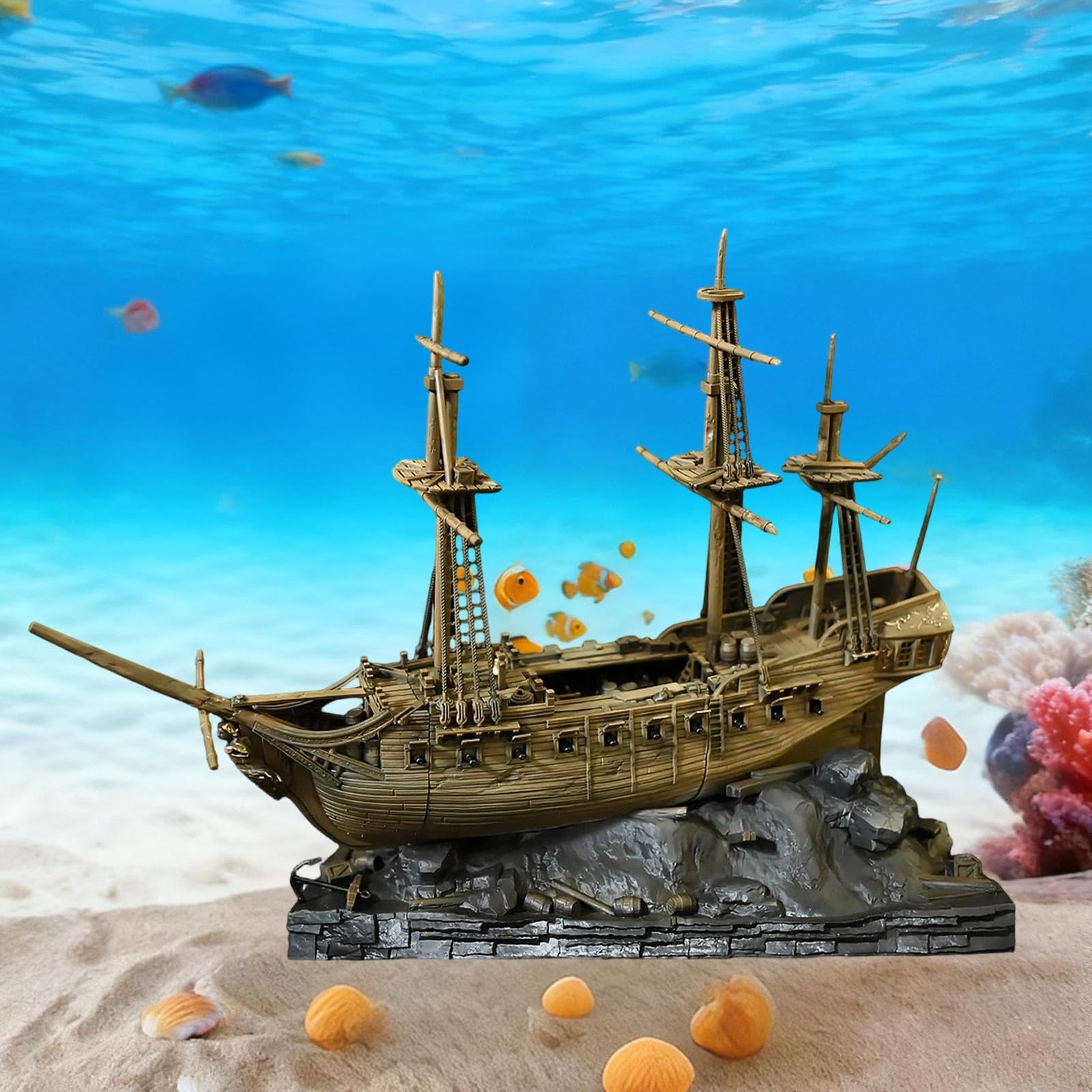 Decoración para Acuario con Forma de Barco - Accesorios Resistentes - Regalo