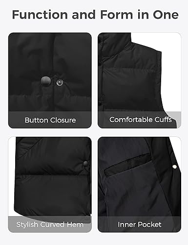 Miniatura 5 de wantdo Chalecos acolchados para mujer, chaleco grueso de invierno, ropa de abrigo, chaleco acolchado cálido