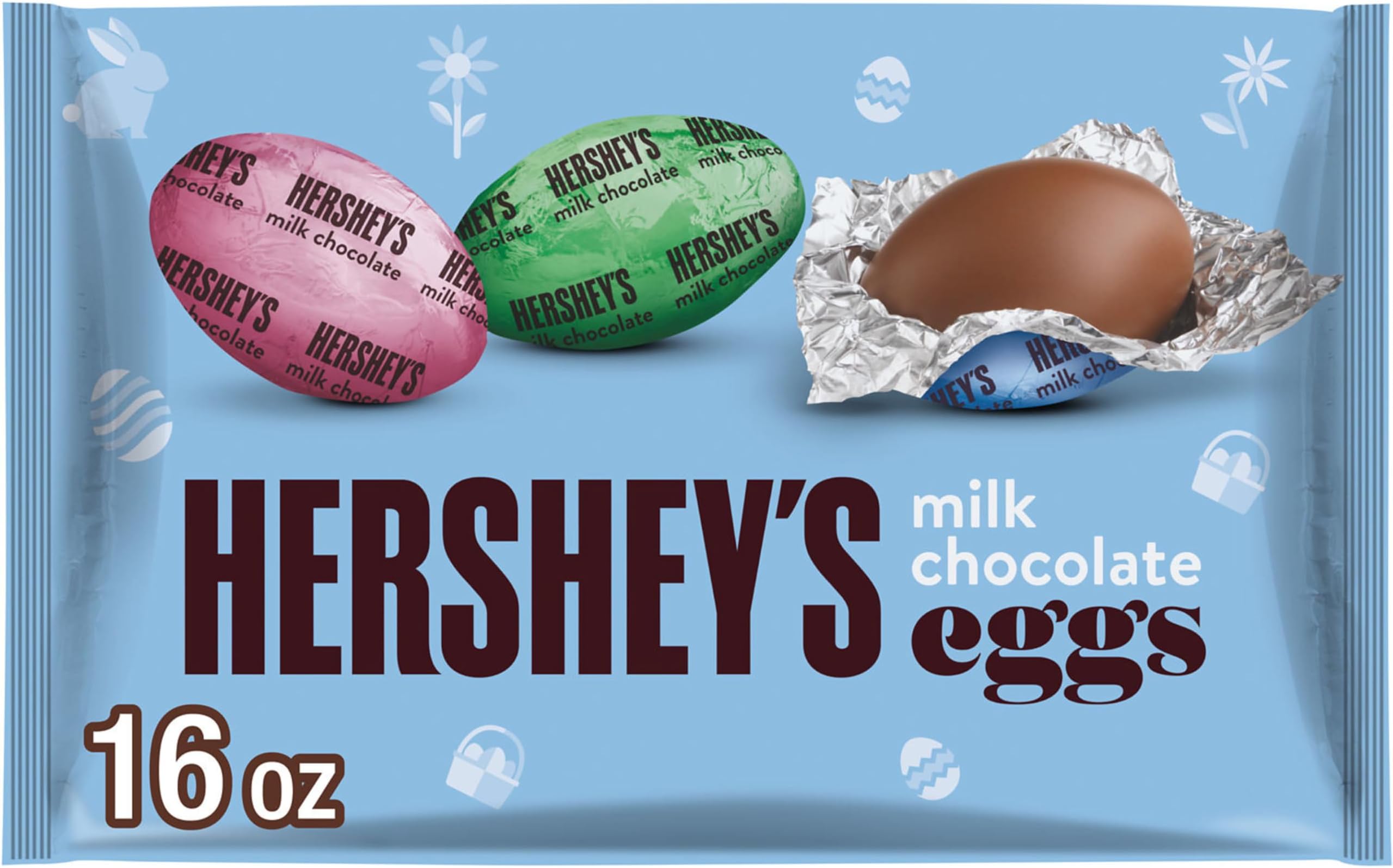 HERSHEY'S Milk Chocolate Eggs, Easter Candy Bag, 16 oz