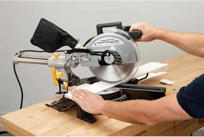 Amazon.com: Sierra de inglete compuesta deslizante de 10 pulgadas con bisel  de 45 grados y bolsa de polvo, barras de extensión y abrazadera de mesa :  Herramientas y Mejoras del Hogar