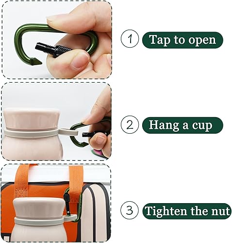 Miniatura 3 de Paquete de 8 mosquetones en forma de D con puerta de tornillo, mini llavero de 2.2 pulgadas, hebilla de llavero de aleación de aluminio, gancho para