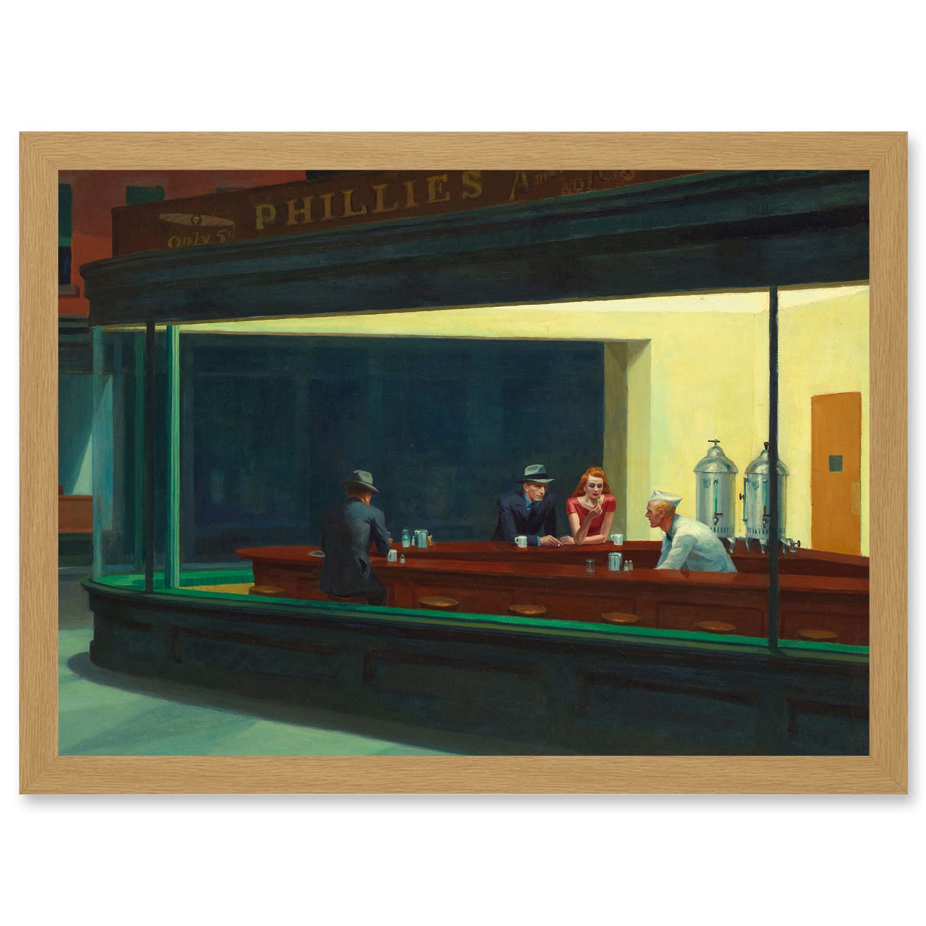 Artery8 Edward Hopper Nighthawks Iconic Painting A4 Artwork Framed Wall Art Print