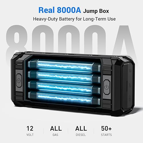 Miniatura 4 de AVAPOW Arrancador de batería de 8000 A portátil con pantalla HD de 4 pulgadas, PD de 30 W, carga rápida de doble vía y batería de automóvil AVAPOW