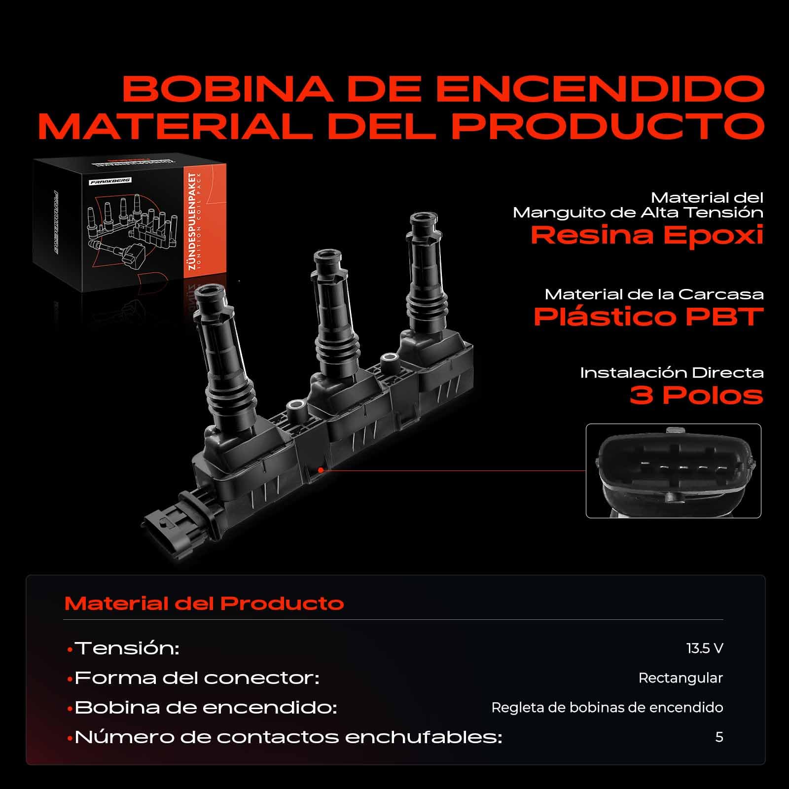 Frankberg Bobinas de encendido Compatible con Corsa C X01 1.0 Agila (A) H00 1.0 12V Corsa MK II (C) X01 1.0 12V Agila MK I H00 1.0 12V Corsa B S93 1.0i 12V Replace# 1208306,90543059