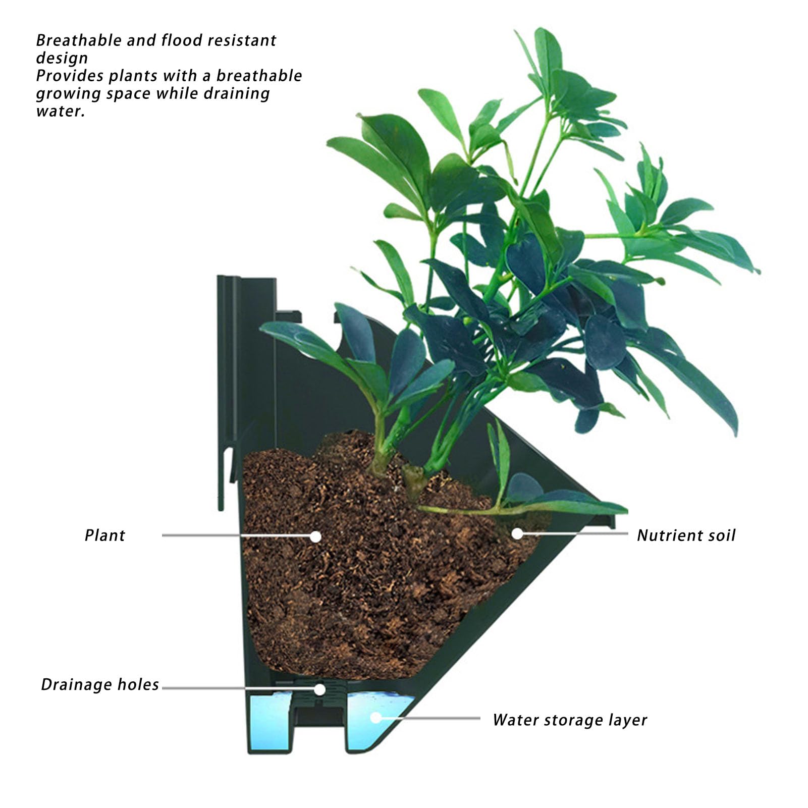 Fioriera Verticale Da Parete Con 4 Vasi In PP - Giardino Verticale Per Esterno E Balcone - 3