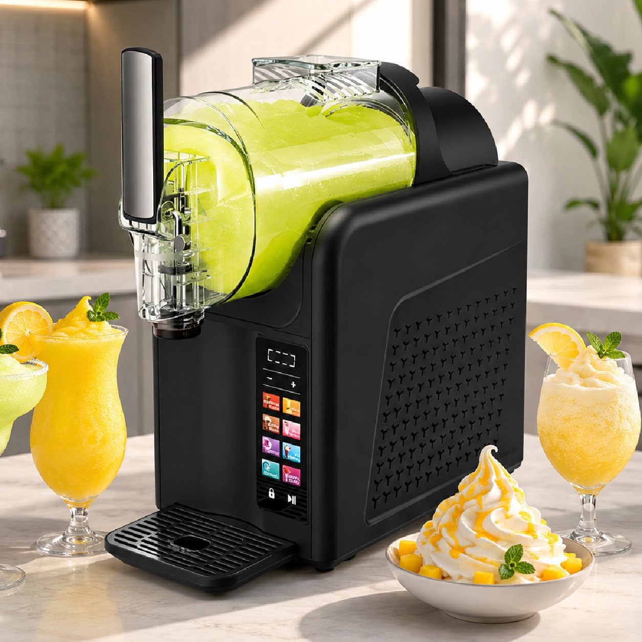 Sushangmao Slushie Machine for Home, 68 oz Slushy Machine, No Ice Needed Drink Maker with 7 Presets, Quiet, Auto-Clean, LED Display, for Margaritas, Frappés, Milkshakes and More Black