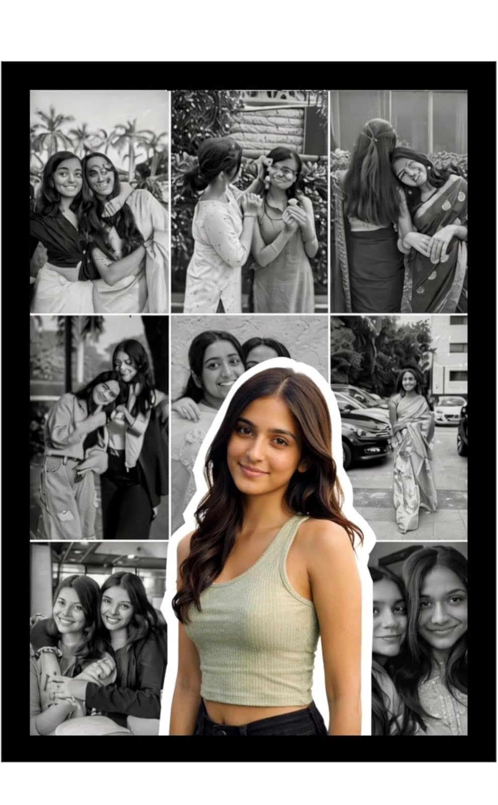 Personalized Photo Collage Frame with Custom Pictures | Multi Photo Memory Frame for Friends & Couples | Customized MDF Wooden Wall Decor | Birthday & Friendship Gift | Black Frame 8 x 10 Inch Size-image-48