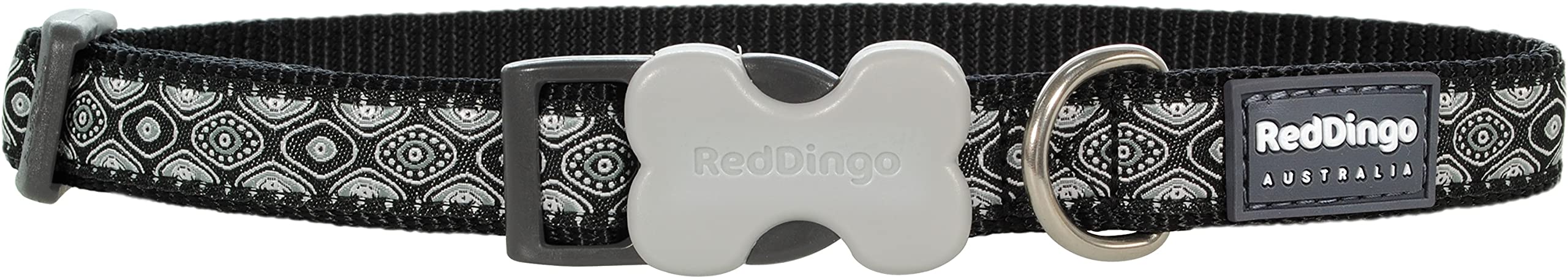 Red Dingo Designer Dog Collar, Large, Snake Eyes Black