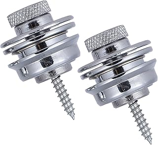 Blocco Tracolla per Chitarra Metallo Per Chitarra Pulsante Chitarra Cinghia di Sicurezza Blocca per Chitarra Acustica, Chitarra Elettrica, Basso, Chitarra Classica, Ukulele, 2 Pezzi (Argento)