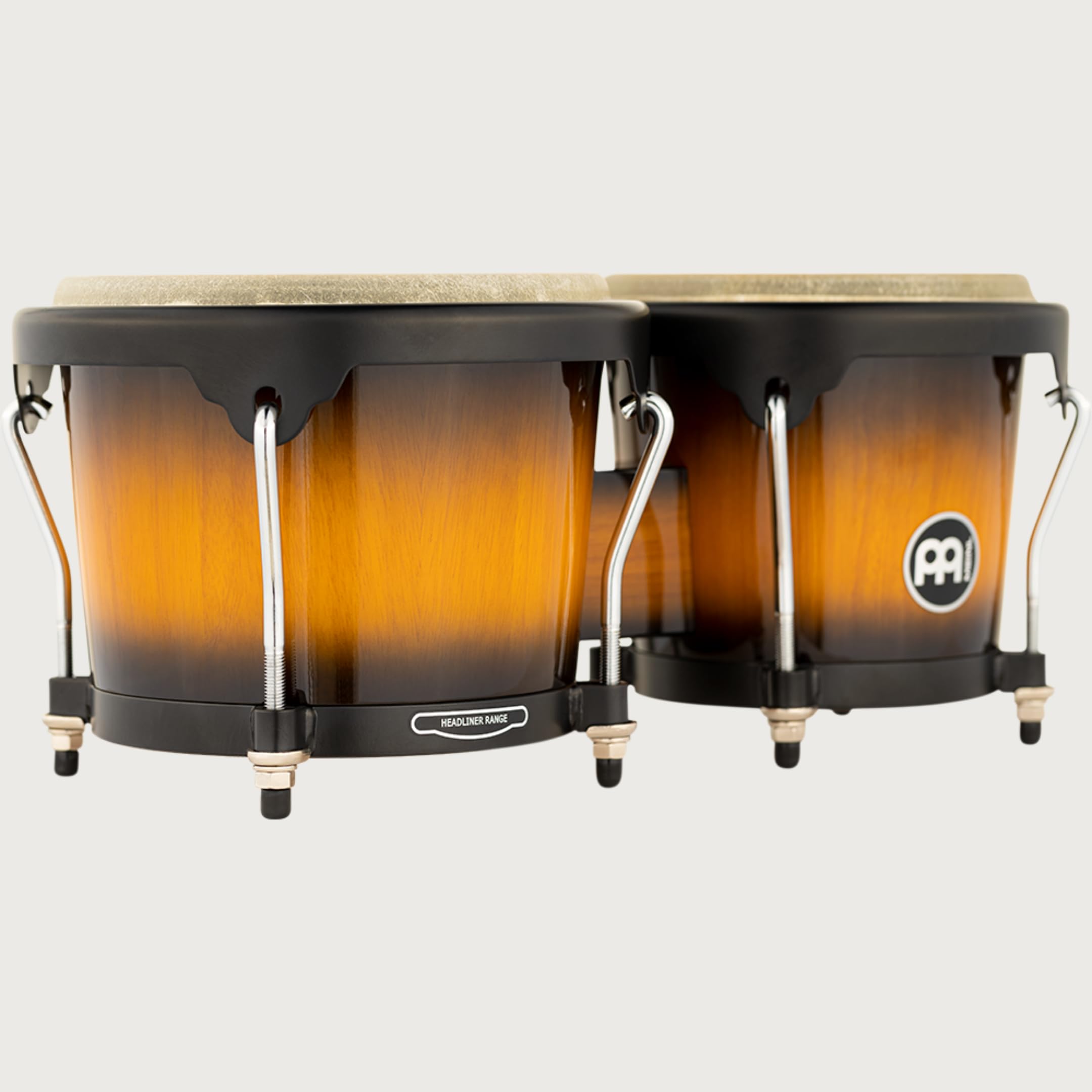 Meinl Percussion Bongos Headliner Wood - 2 Handtrommeln mit 6,75 und 8 Zoll - inkl. Stimmschlüssel - Siam Eiche, Vintage Sunburst (HB100VSB)