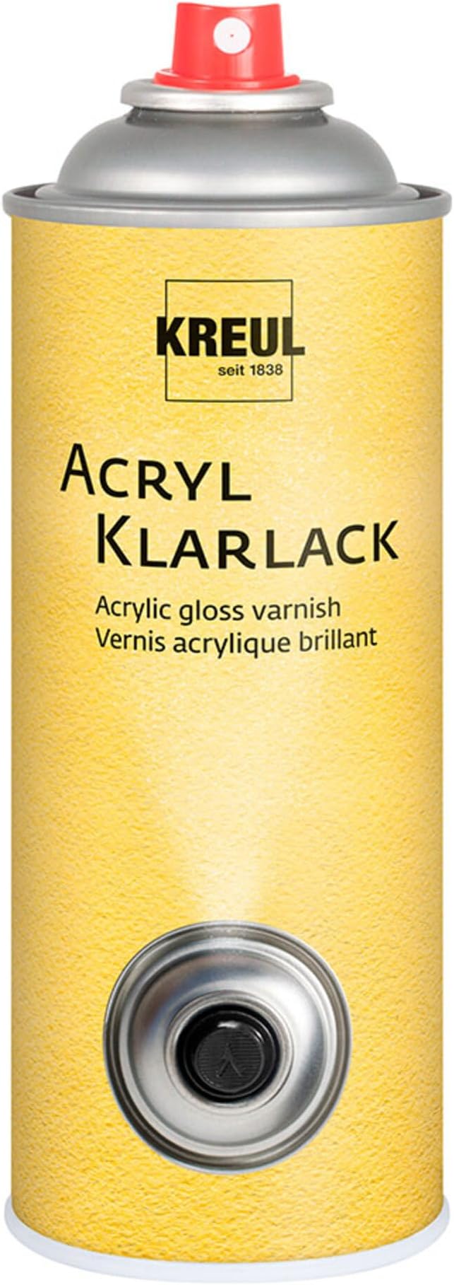 KREUL 810400 – Acryl Klarlack, 400 ml Spraydose, Überzugslack für Schriftstücke, Fotos, Aquarelle, Kohle- und Bleistiftzeichnungen, durchsichtiger und wasserabstoßender Film