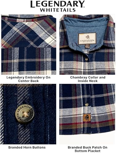 Miniatura 4 de Legendary Whitetails - Camisa de manga larga de franela a cuadros con botones para mujer, 100% algodón