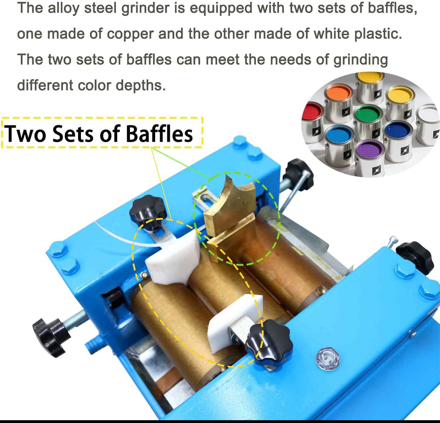 110V 3-18μm Three Alloy Steel Roll Grinding Mill Grinder, 750W Laboratory Pigment Grinder for Grinding Paint, Ink, Food, Cosmetics, and Other Paste Materials