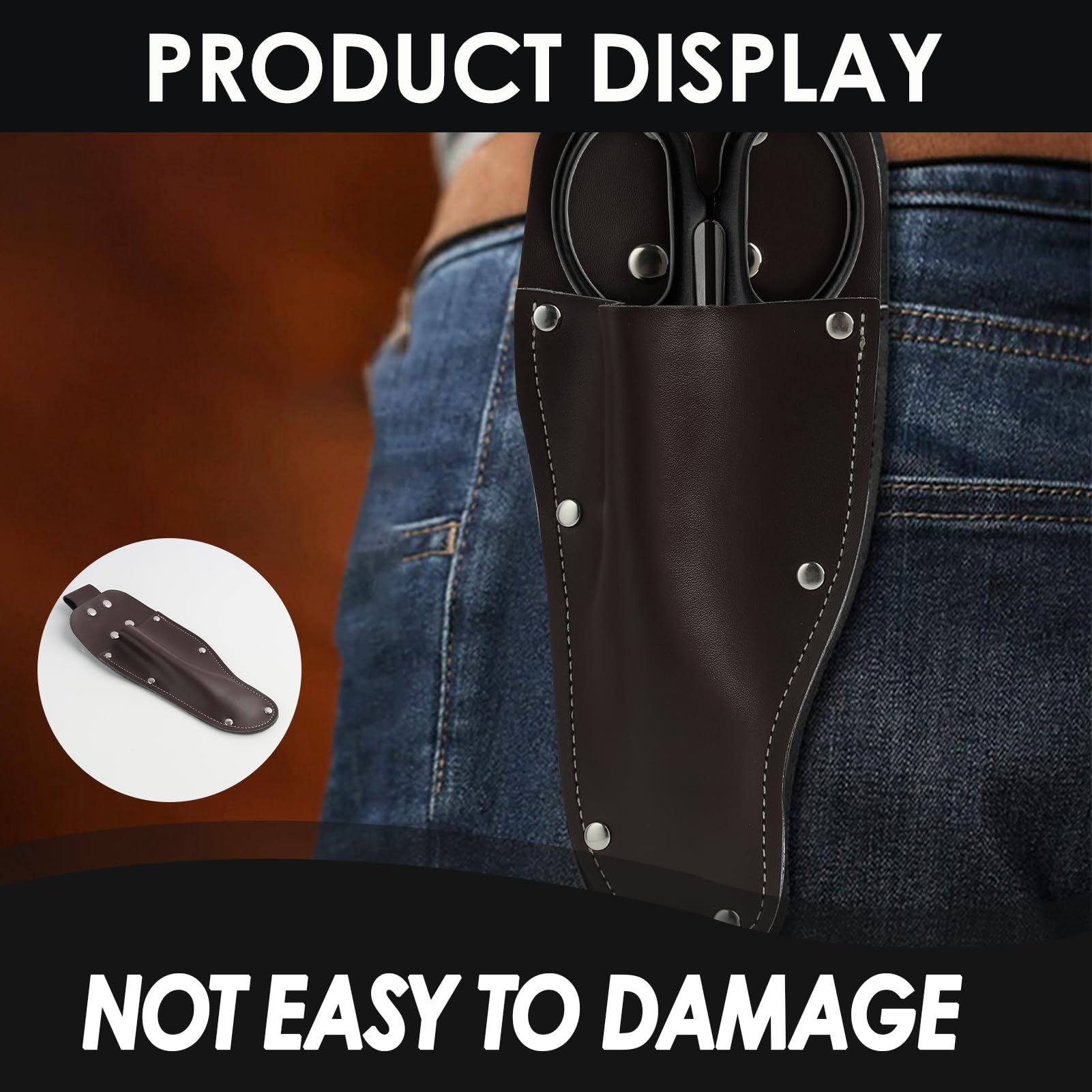 Funda Tijeras Podar, Pruner Holster, Funda de Cinturón para Cuchillo o Tijeras de Podar, Funda de Cuero Portátil Reforzada con Remaches, Ideal para Jardinería y Actividades al Aire Libre