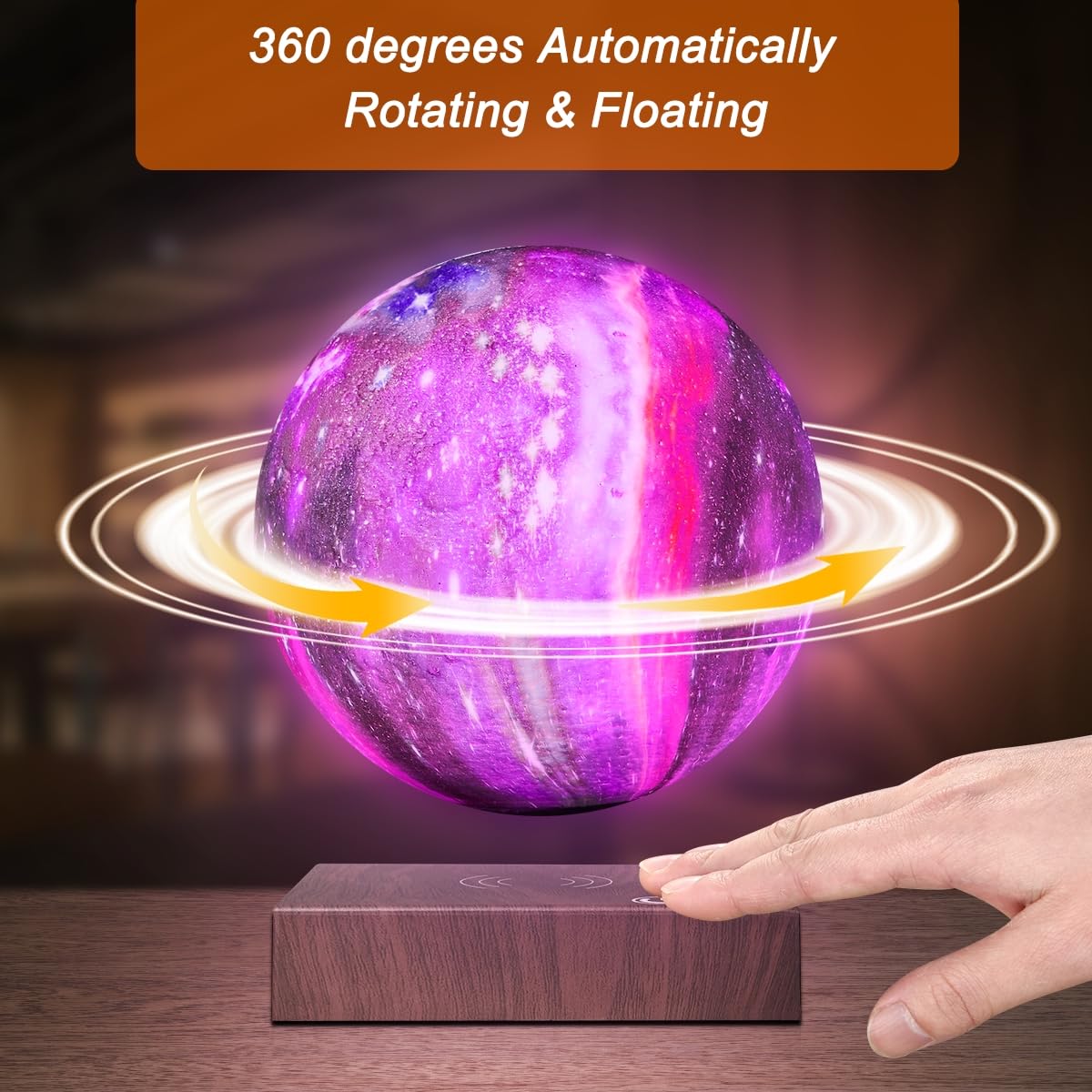 VGAzer Levitating Moon Lamp, 3D Illusion Moon Lamp with Remote Control, LED Galaxy Lamp for Bedroom Living Room Decoration, Unique Gifts for Kids Lover Friends (16 Colors Galaxy Suqare Base)