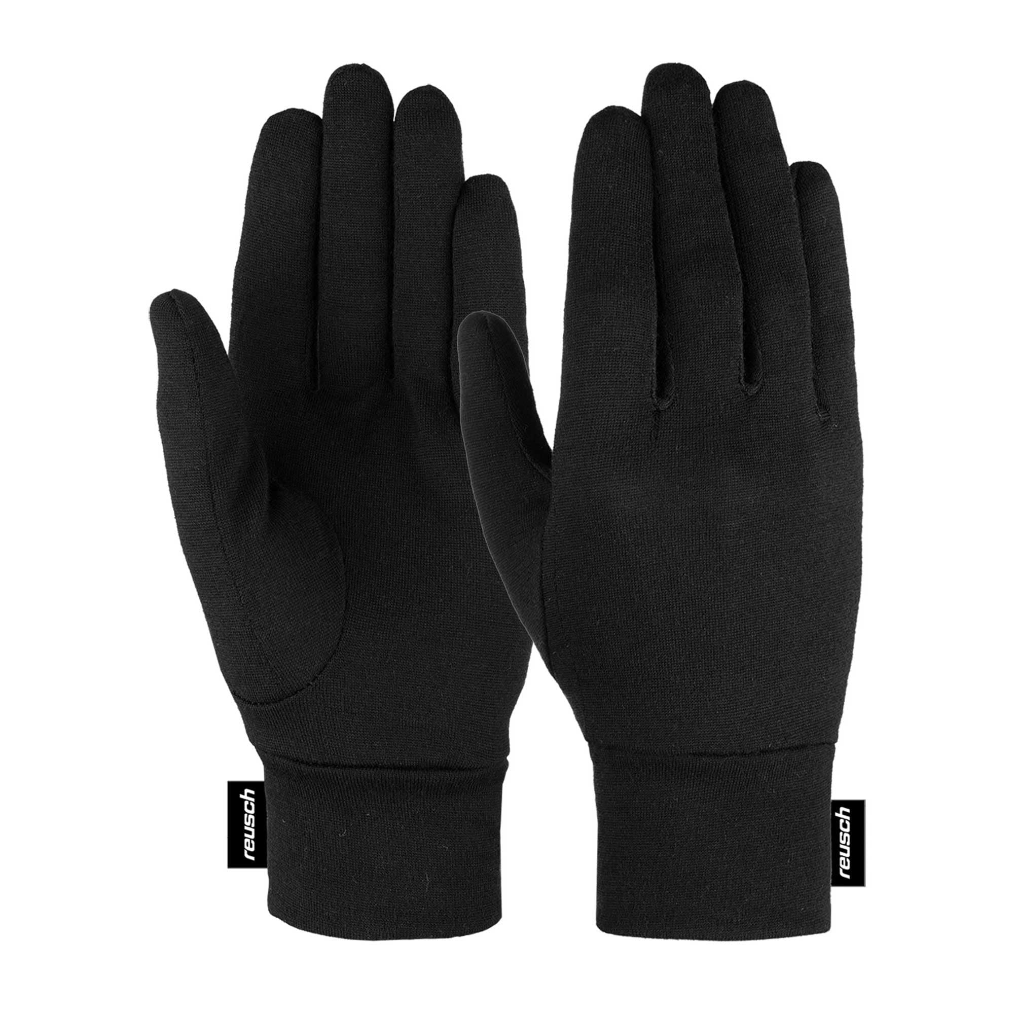 Reusch Unisex 7700 Black Adults Merino Wool Conductive Gloves, Black, 9