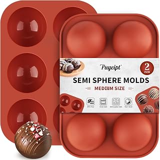 2 Pack Medium Semi Sphere Silicone Molds, 2 Inch Hot Chocolate Bombs Molds 6 Cavity Half Sphere Silicone Baking Molds for Chocolate, Cake, Jelly, Dome Mousse