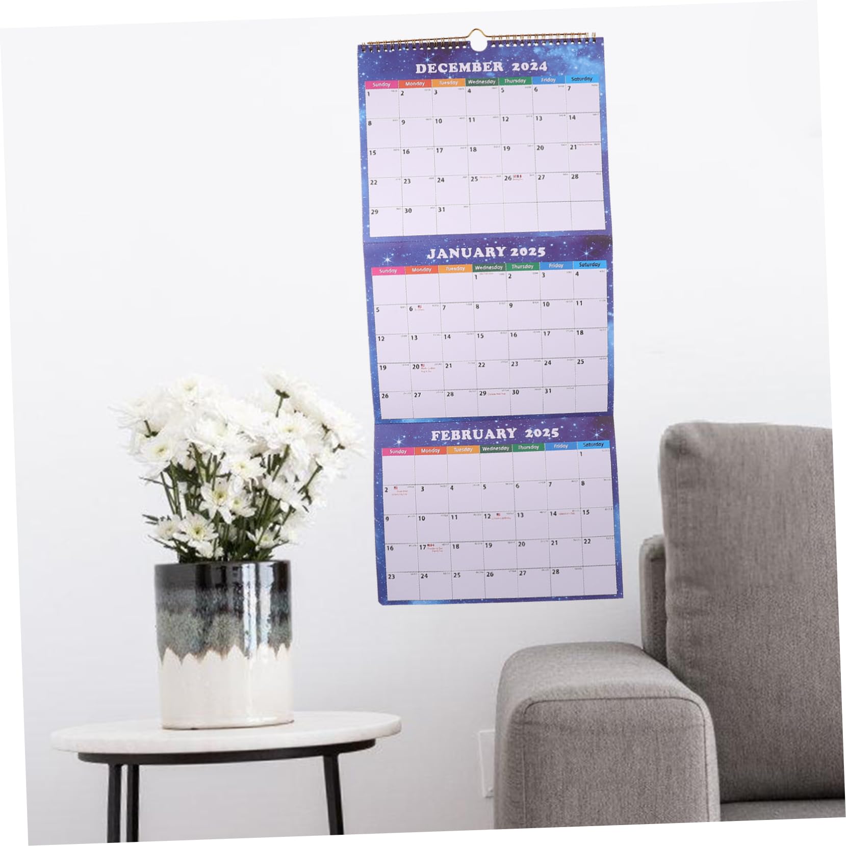 Housoutil 5 Stück Faltbarer Dreimonats Wandkalender Vertikaler Monatsplaner mit Großzügigem Notizbereich Platzsparendes Design für Büro und Klassenzimmer Praktischer Monats Überblick