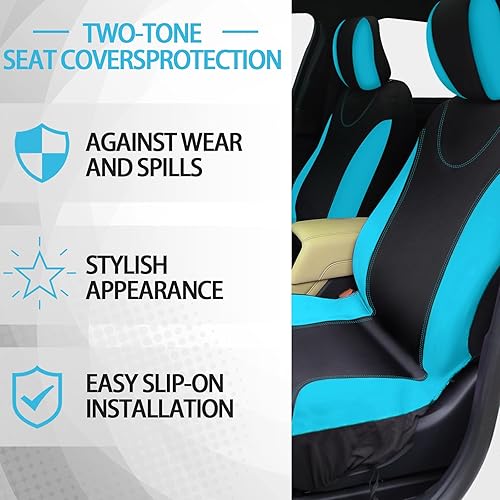 Miniatura 4 de Juego completo de 17 fundas de asiento de automóvil para mujer, ajuste universal, fundas de asiento delantero y trasero, fundas esponjosas de forro