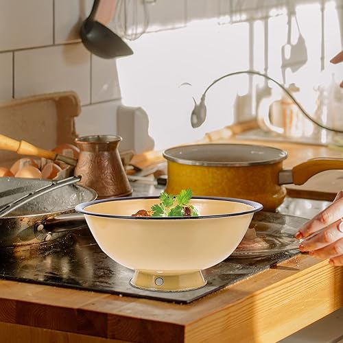 Miniatura 3 de BESTonZON Cuenco de pistacho 2pcs Cuencos esmaltados, platos esmaltados mezclando jarra y lavabo, juego de cuencos esmaltados vintage