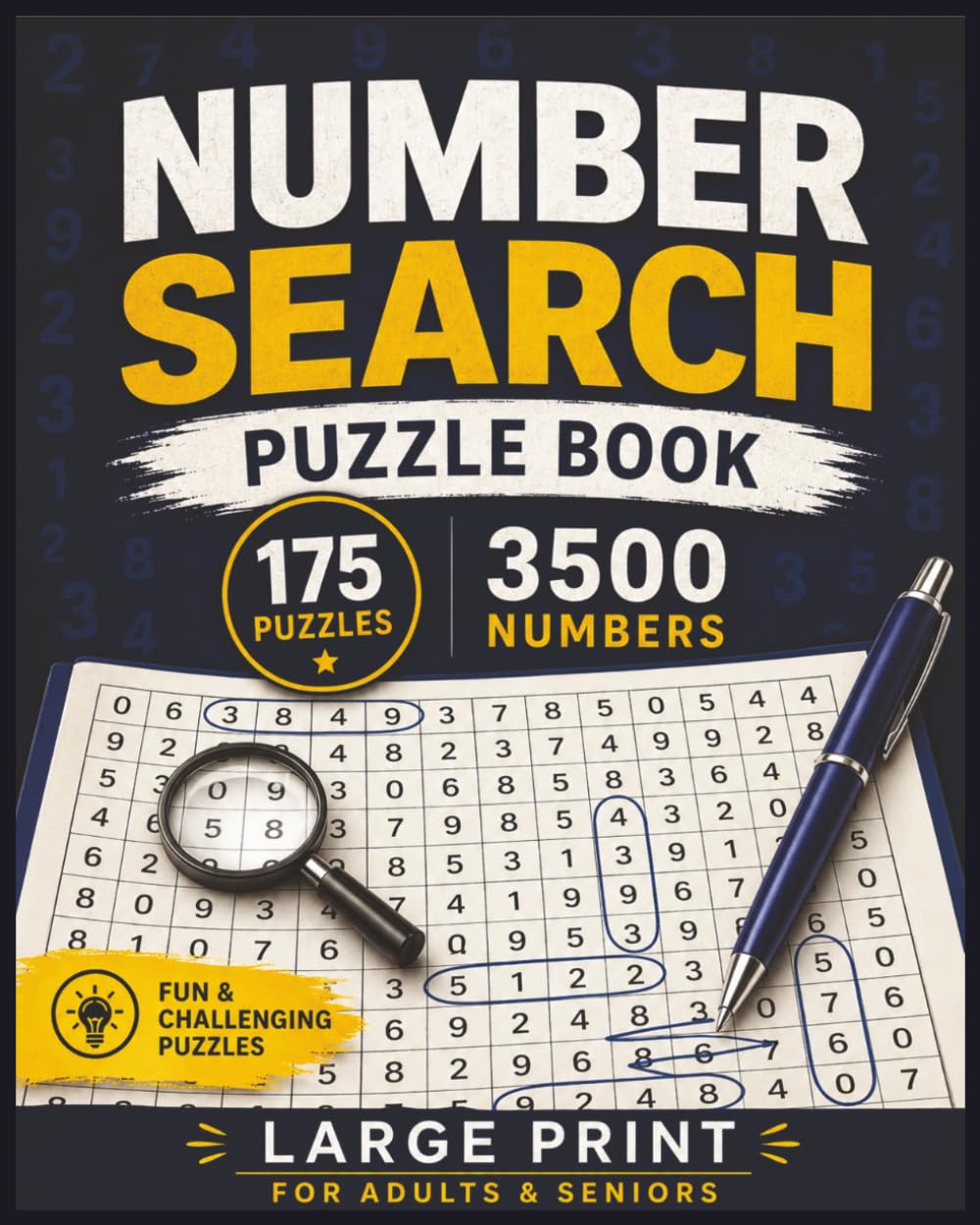 Number Search Puzzle Book for Adults: 175 Large Print Number Search Puzzles with 3500 Numbers to Find | Fun Brain Games for Adults & Seniors