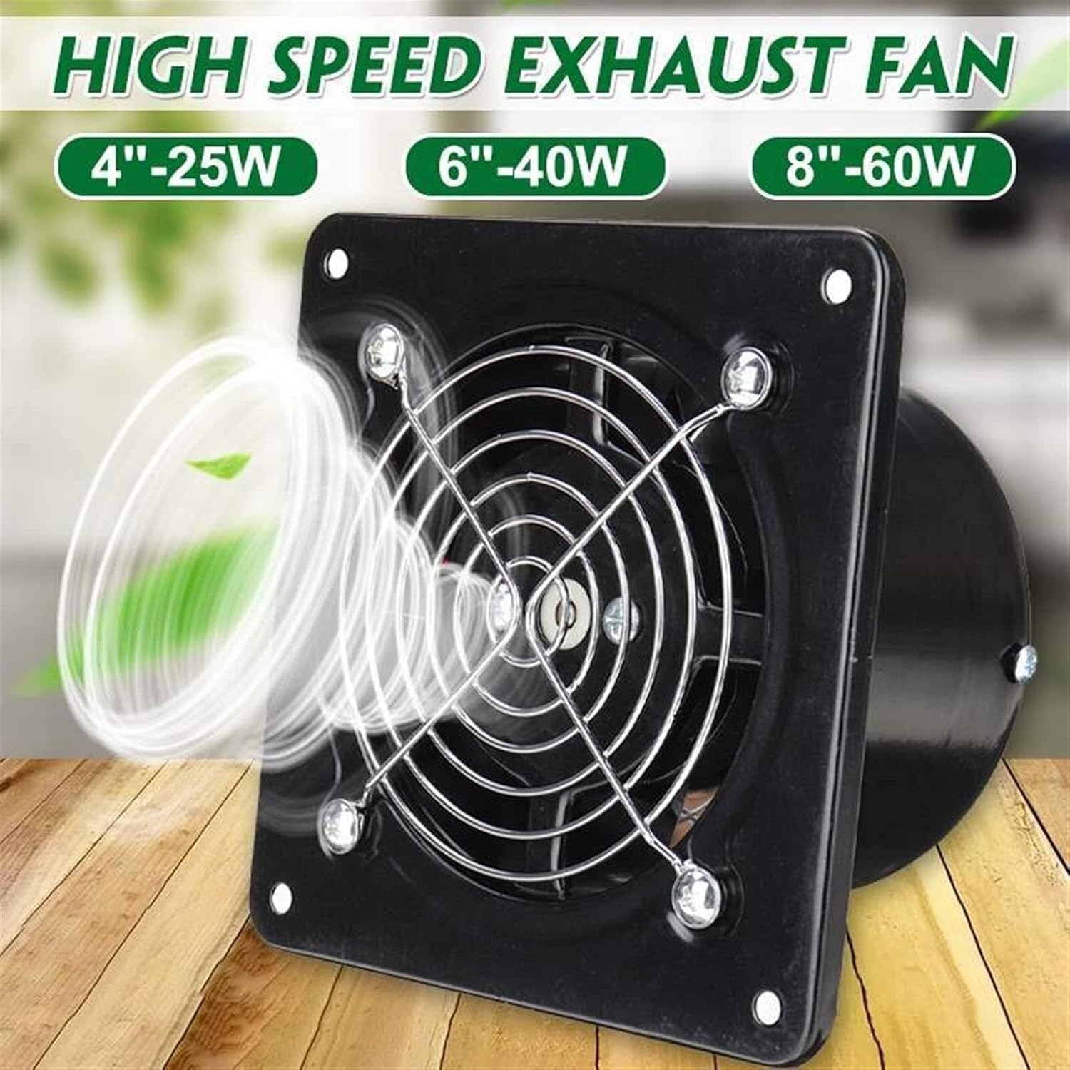 4/6/8 Inch Wall-Mounted High-Speed Exhaust Fan, Metal Ventilator Fan for Bathroom, Kitchen, Toilet, and Factory - Low Noise, Efficient Air Extractor (US-4 Inch)(Us,8 inch)