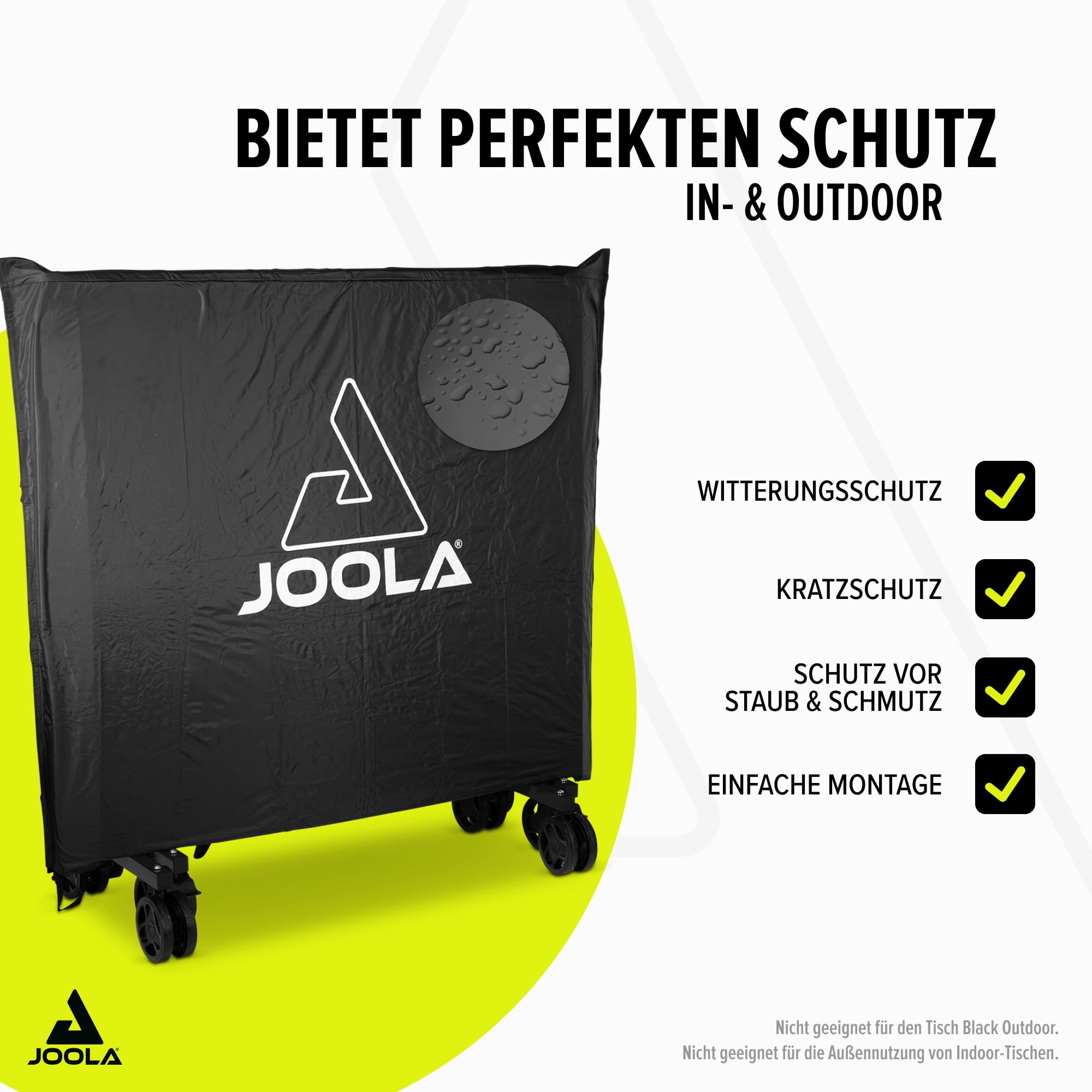 „JOOLA Tischtennistisch Abdeckung, Table Cover, Wetterfeste Schutzhülle für Tischtennistische Outdoor und Indoor inklusive Aufbewahrungstasche, Schwarz, 274 x 137 x 0,3 cm“