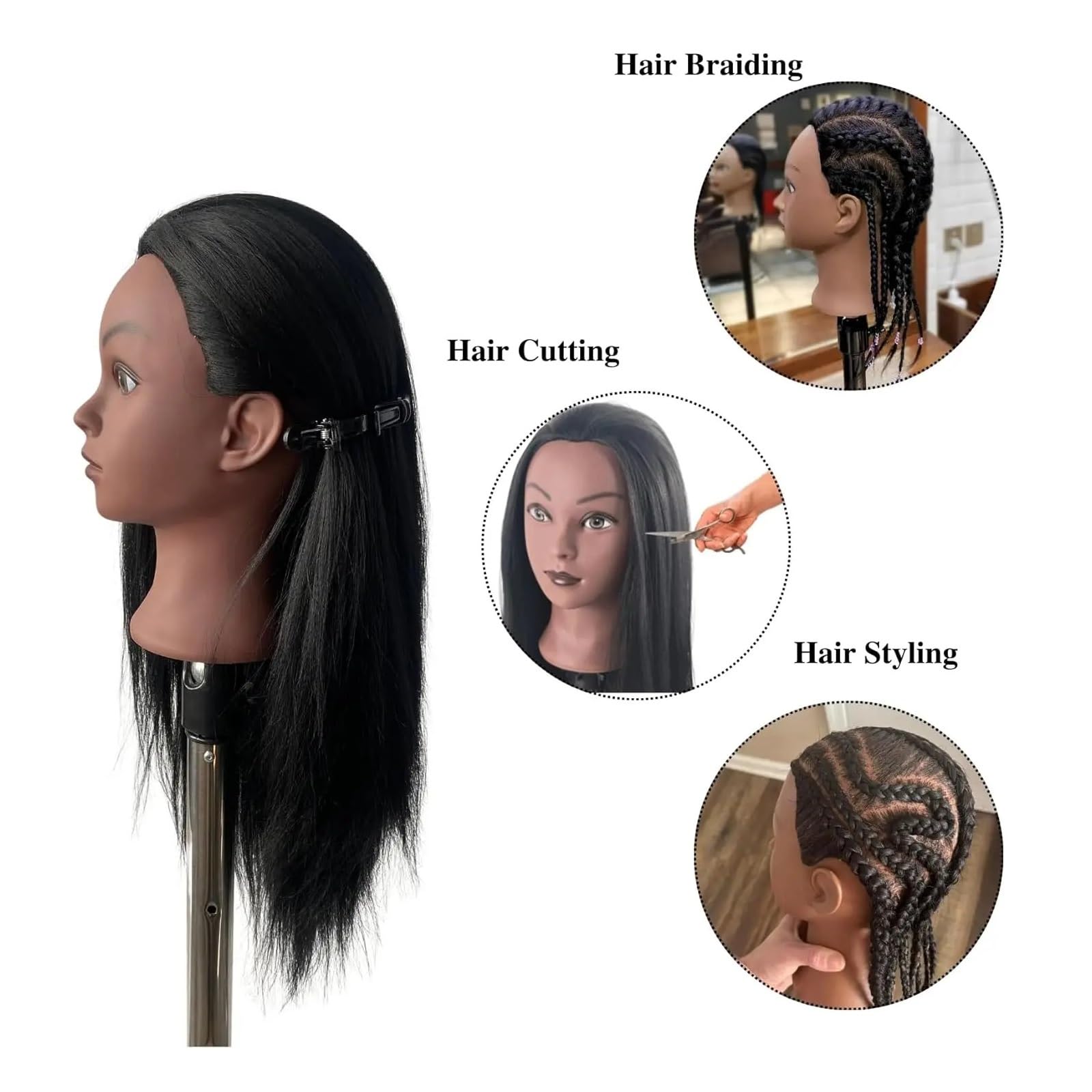 Schaufensterpuppenkopf mit Haaren | For Flechten 16-Zoll-Übungs-Haar-Mannequin-Kopf for Haarstyling-Traning-Männchen-Puppe