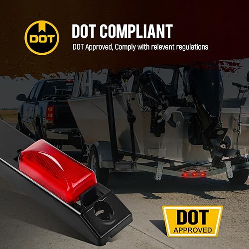 Miniatura 2 de Partsam Barra de luz roja de identificación de remolque de camión de 17 pulgadas 3 luces impermeable sellada barra de luz LED 12 V repuesto para