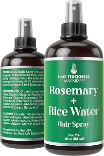 Rosemary Oil + Rice Water Spray For Hair Growth. Vegan Longsheng Rice Water and Rosemary Oil For Women & Men. Hair Thickening, Moisturizing, Strengthening. Scalp Treatment For Dry, Frizzy, Weak Hair