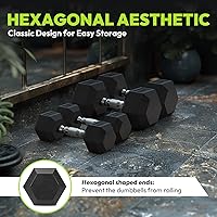 Vista 9 de Hex Dumbbell Set, 2.5-65 lb Rubber Encased Exercise & Fitness Dumbbells, Weights Dumbbells Set of 2, Hand Weight for Strength Training
