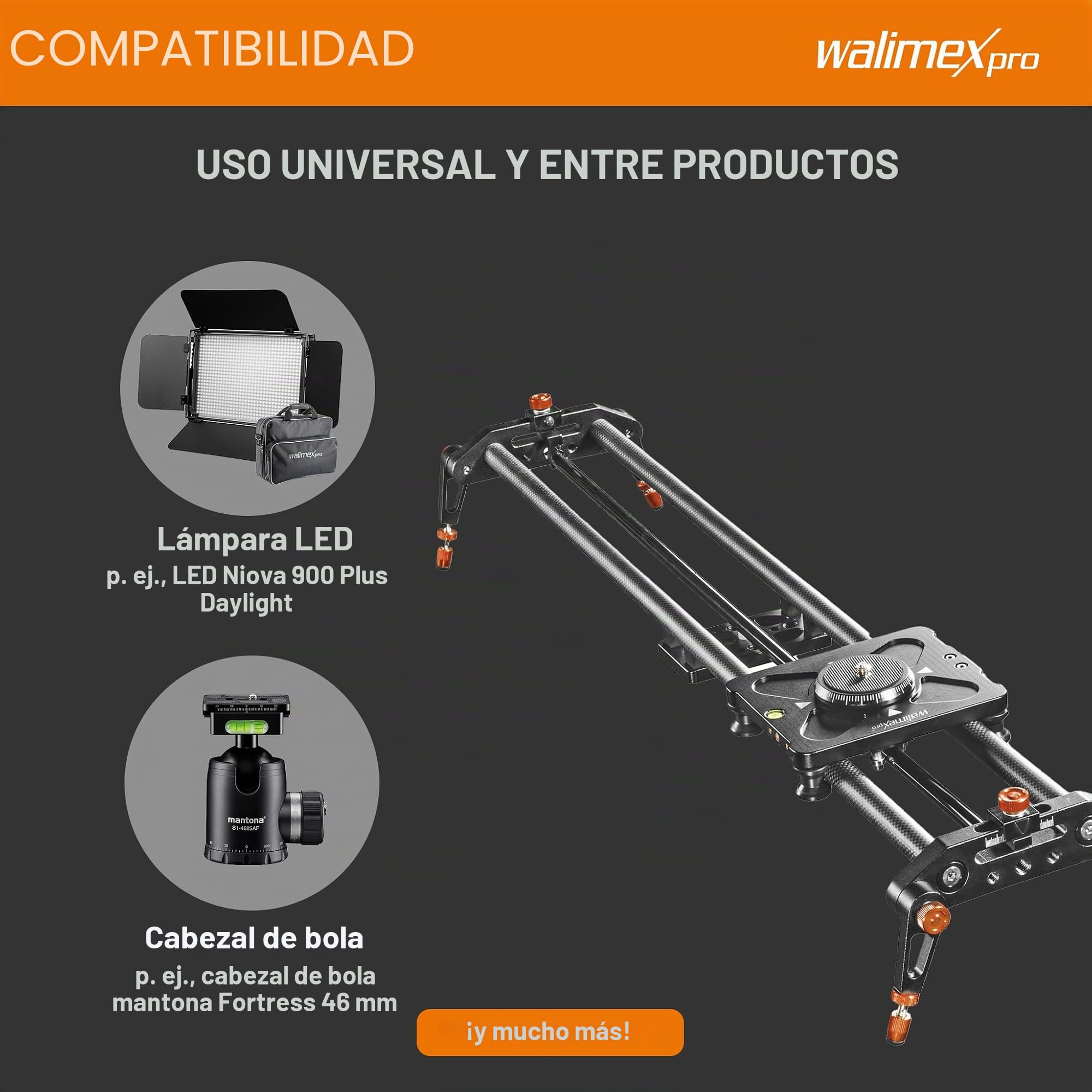 Walimex Pro Carbon Follow Focus Parallax Slider 8 Negro/Naranja