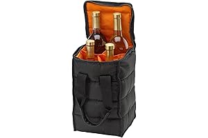 Wine Carrier Tote Bag | 4 Bottle Pockets for Travel, Picnics, or...