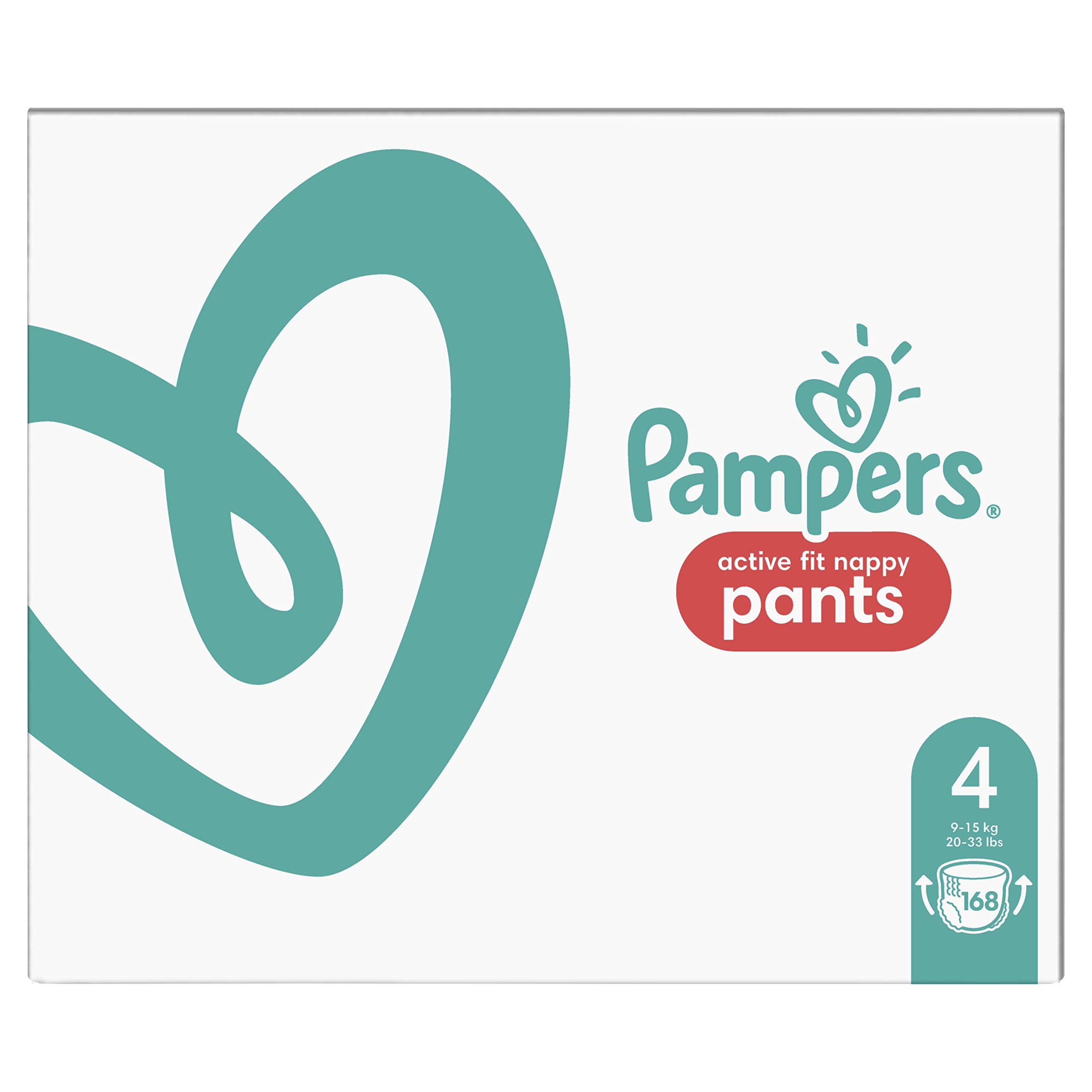 Pampers Premium Protection Windelhose Gr. 4, 168 Windelhosen, 9-15 kg, Monatspackung, sanftes Hautgefühl in Windelhosen, Größe 4168