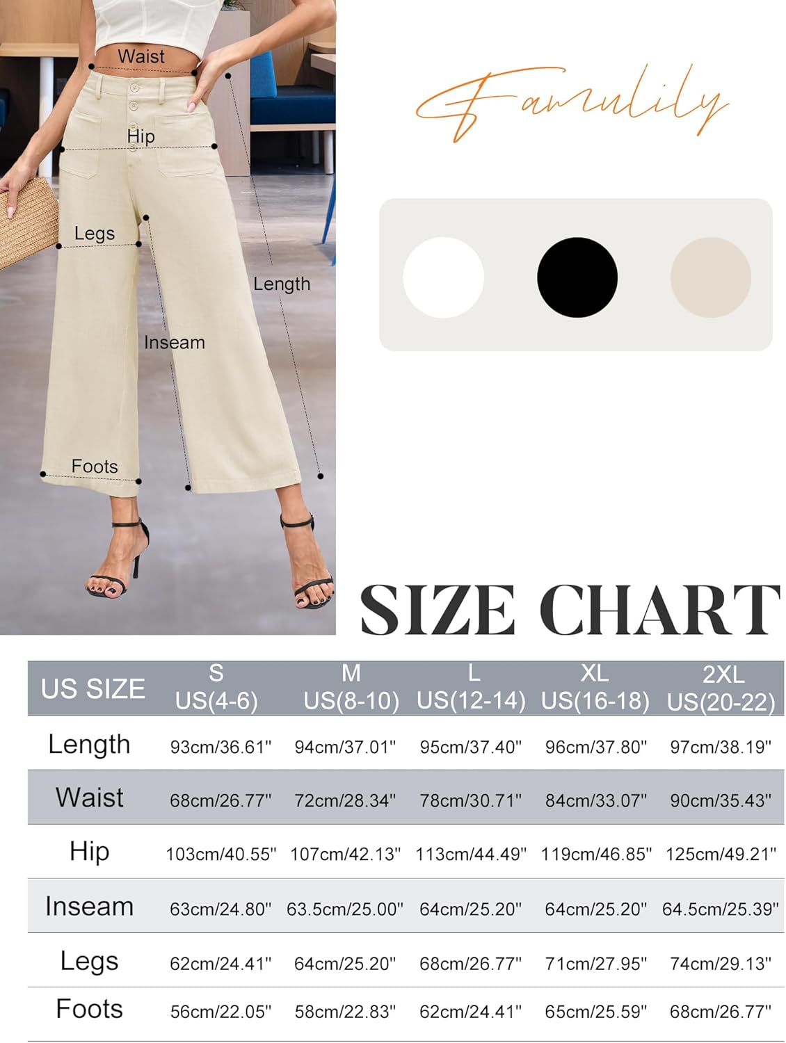 Famulily Womens Linen Pants for Summer Button Down Wide Leg Cropped Pants Casual Capri Pants with Pockets - Image 4
