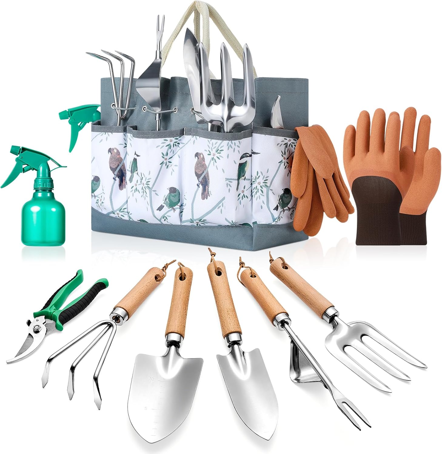 9-Piece Gardening Tools Set - Complete Gardening Kit with Heavy-Duty Stainless Hand Tools, Durable Storage Bag with Garden Accessories, Ideal Gardening Gifts for Women, Men, Gardeners