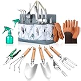 9-Piece Gardening Tools Set - Complete Gardening Kit with Heavy-Duty Stainless Hand Tools, Durable Storage Bag with Garden Accessories, Ideal Gardening Gifts for Women, Men, Gardeners