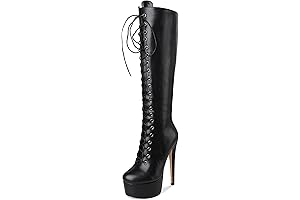 Unparalleled Elegance: Women's Platform Lace Up Stiletto High Heels Knee High Boots