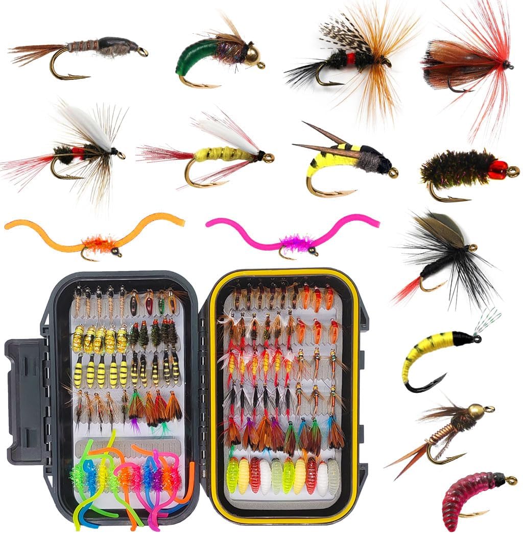 99Pcs/Box Fly Fishing Kit with Dry/Wet Flies Nymphs Fishing for Trout Fishing Lures