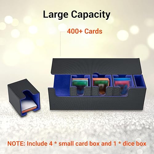 Miniatura 3 de FOTEEMO Caja de cartas para MTG, 5 en 1 Commander, caja de cubierta con bandeja de dados con capacidad para más de 400 tarjetas sin mangas Magic