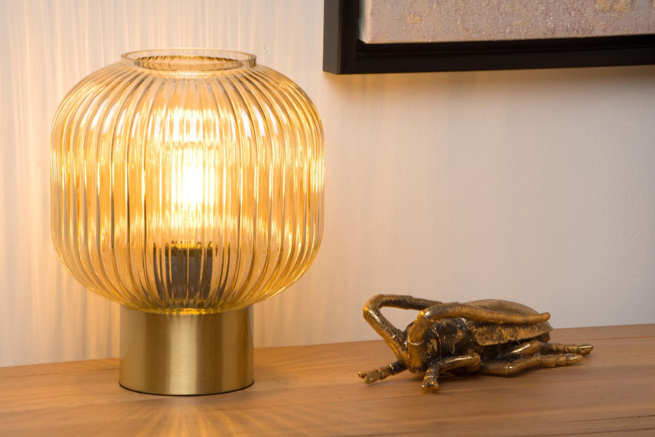 LUCIDE MALOTO - Lámpara de mesa - Ø 20 cm - 1xE27 - Ámbar
