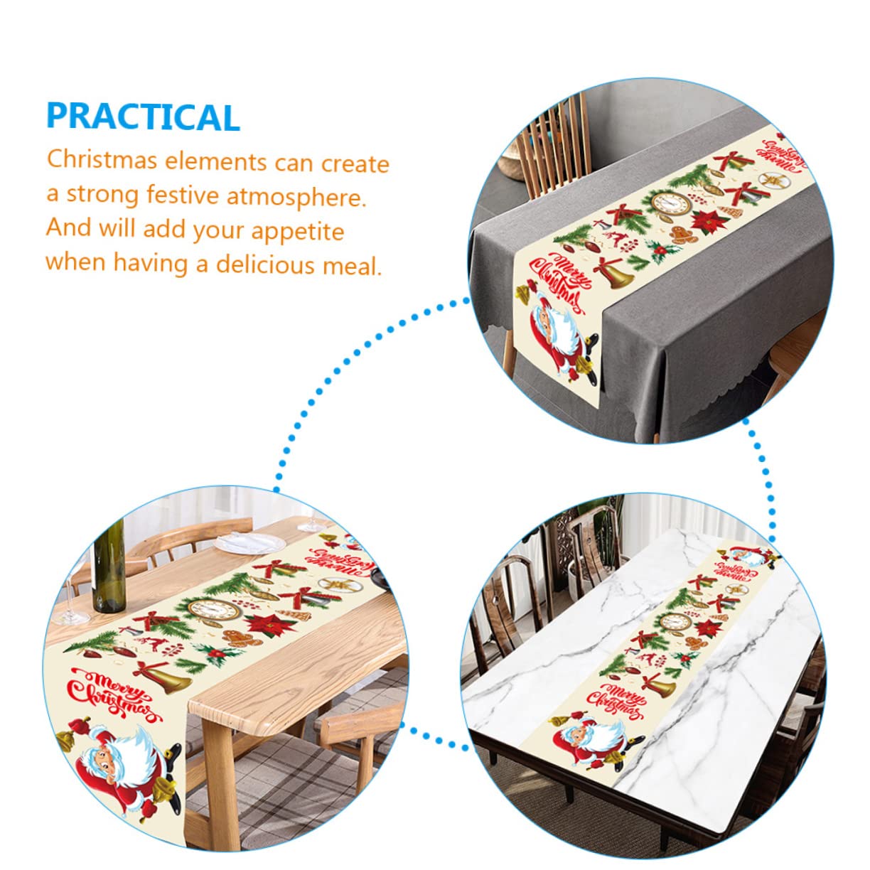 PRETYZOOM 5 Pezzi Di Campanelle Di Babbo Natale A Forma Di Runner Da Tavola Natalizio Decorazioni Per La Casa E La Sala Da Pranzo