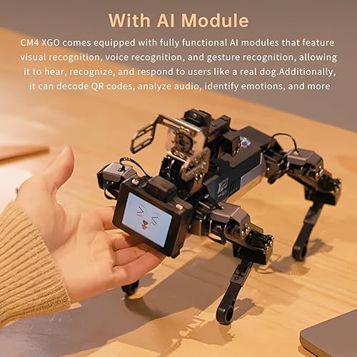 Miniatura 4 de ELECFREAKS CM4 XGO Robotic Dog V2 Kit para Raspberry Pi con un brazo, 15 conjuntos móviles Python Programación AI Bionic Robot Kit, STEM Proyecto