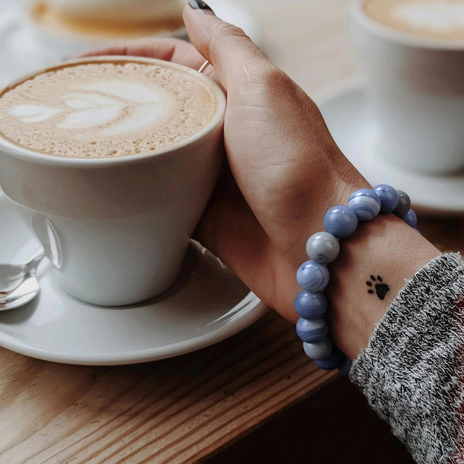 Blue Lace Agate Bracelet, 10mm Natural Round Gemstone Beaded Bracelet for Women Men, Healing Crystal Chakra Bracelets Jewelry - Image 3