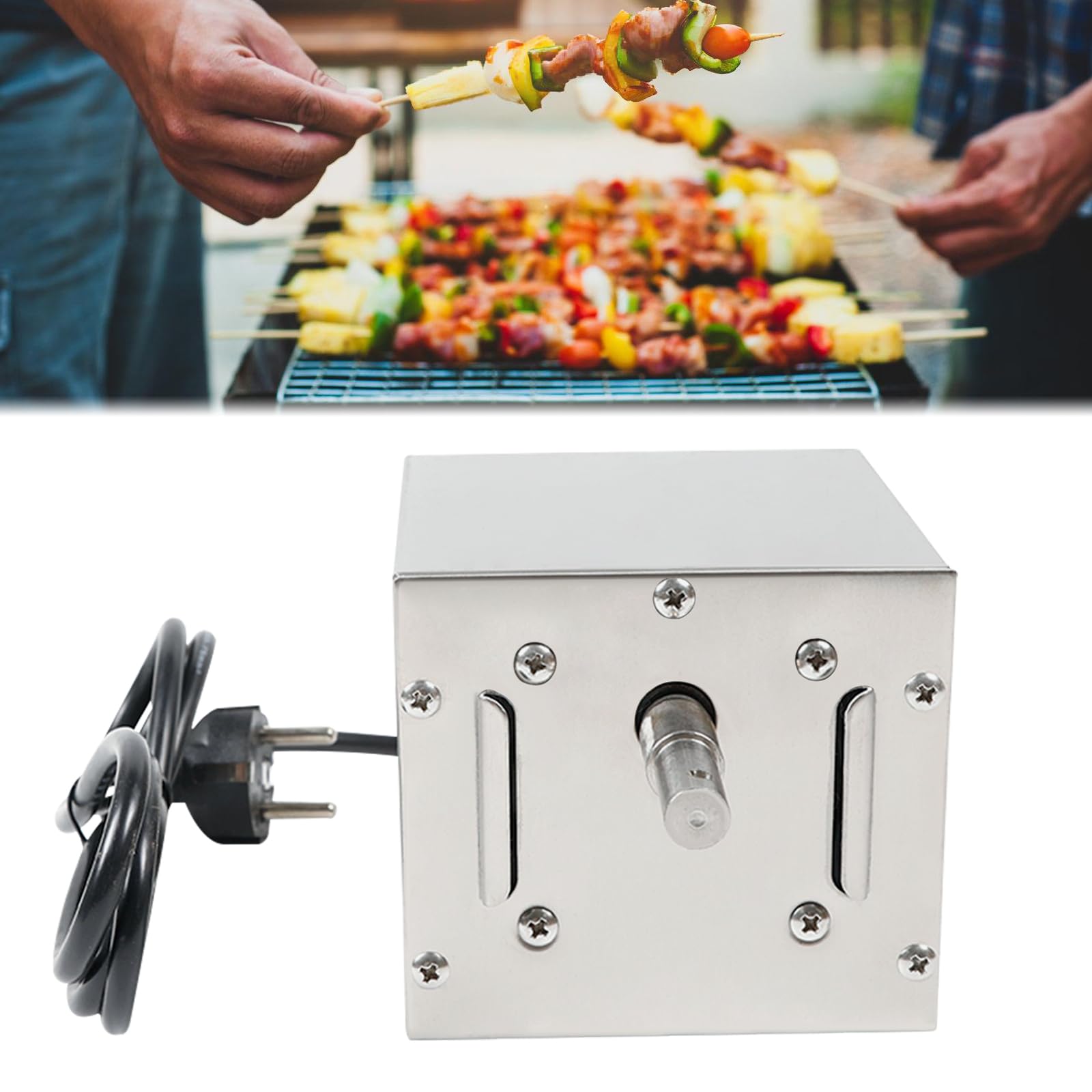 Motor de barbacoa de 25 W para pinchos de barbacoa, 80-100 kg, motor de parrilla de acero inoxidable, accesorios para barbacoa, motor de asador, motor de parrilla de cochinillo, 12 x 11 x