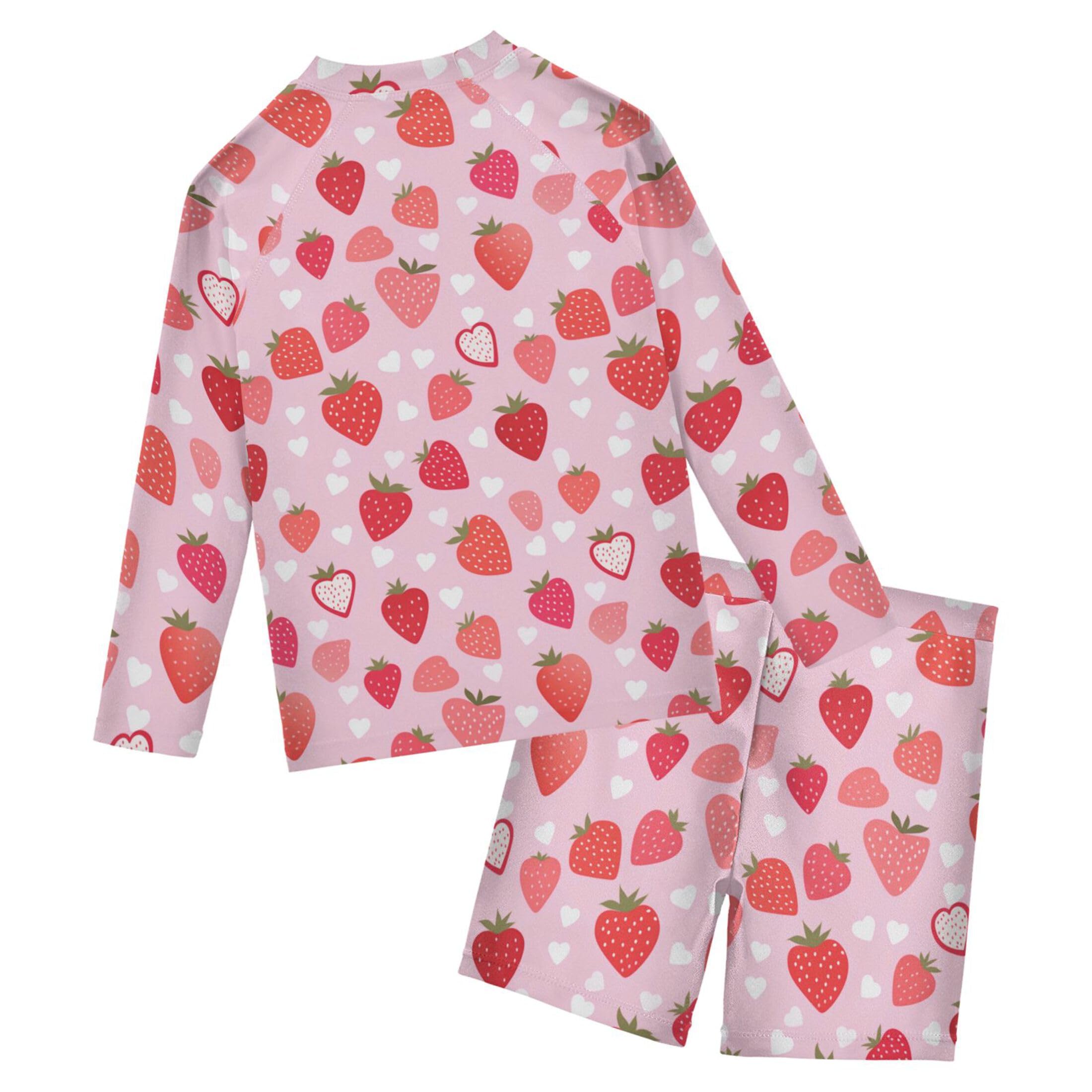 Strawberry Fruit Toddler and Baby Boys' 2-Piece Swimsuit Trunk, Long Sleeve Rashguard Bathing Suit B0402876
