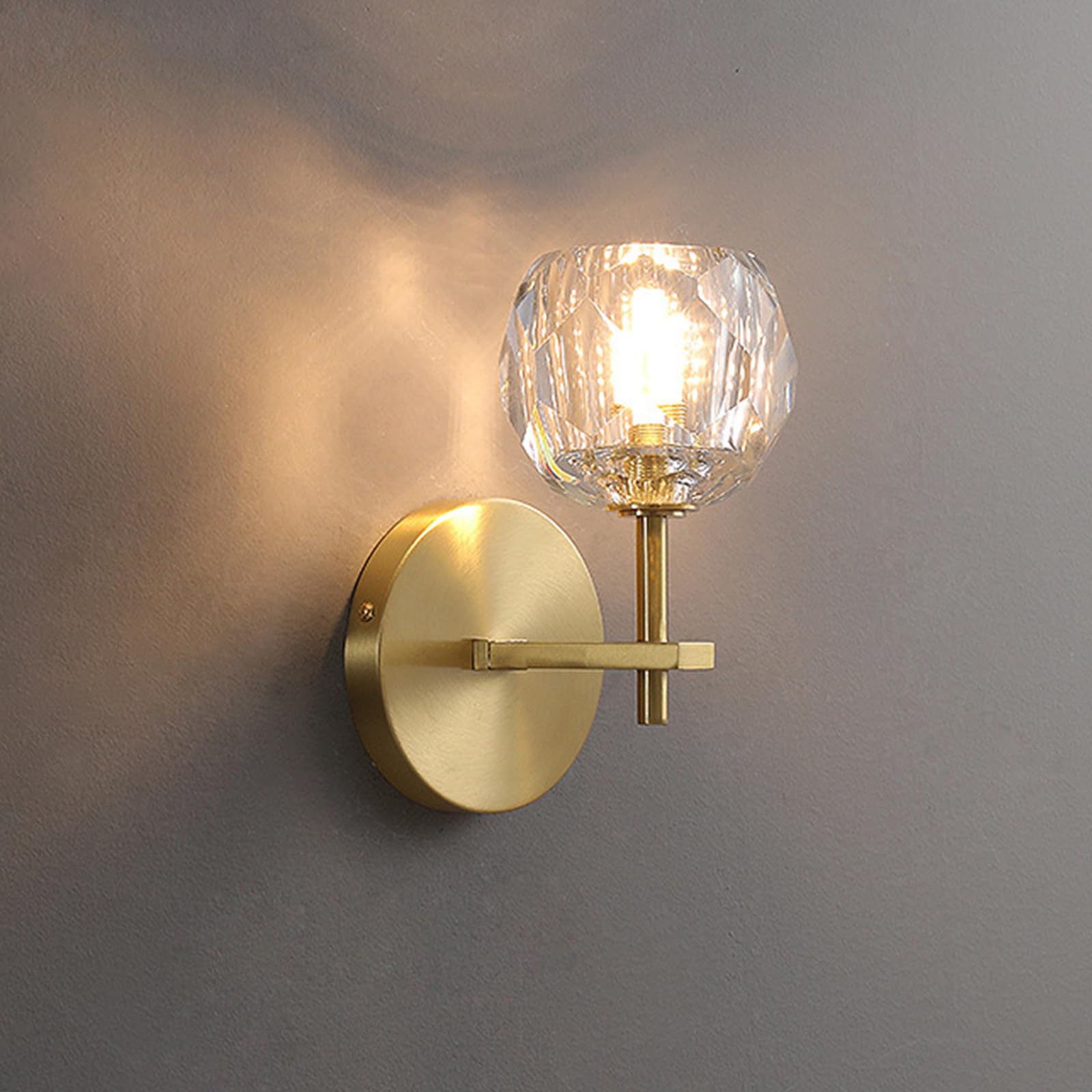 Aplique Pared Cristal Interior, G9 Lámpara de Pared Decorativos, Lámpara Iluminación de Lujo para Sala de Estar, Dormitorio, Hotel (1 Luz, Ø12cm)