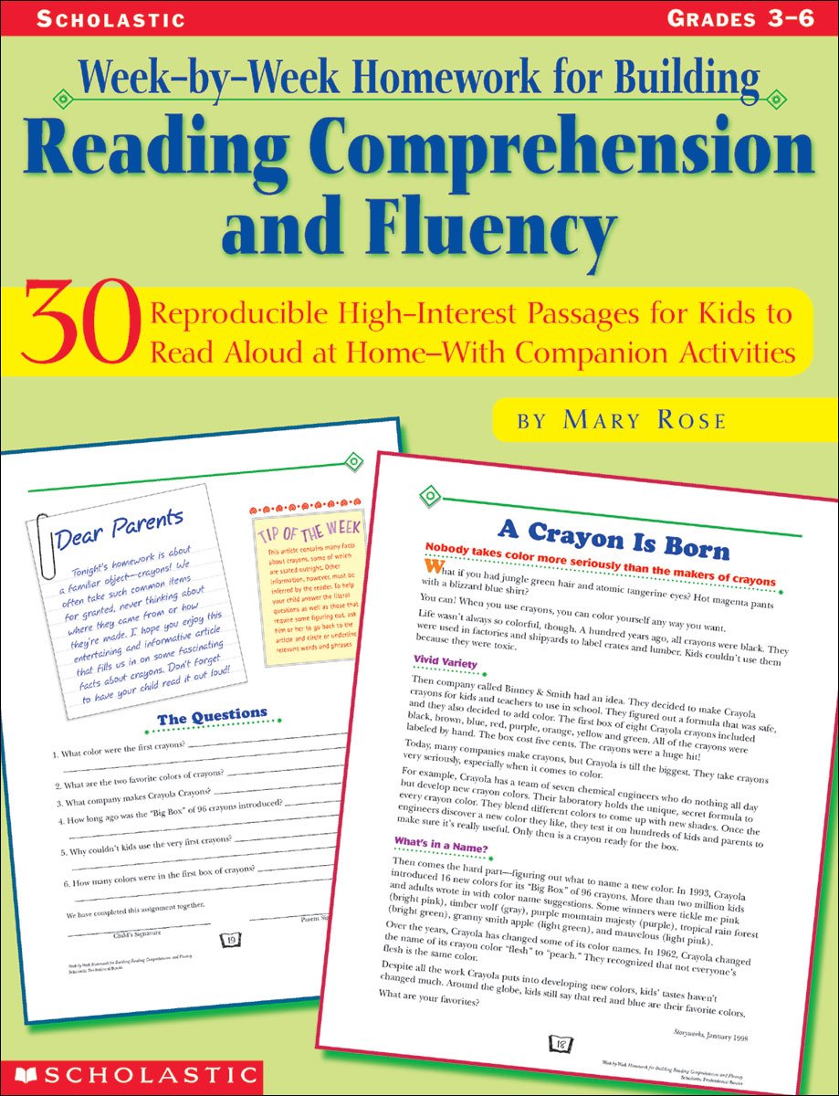 Week-by-Week Homework for Building Reading Comprehension and Fluency, Grades 3-6: 30 Reproducible, High-Interest Passages for Kids to Read Aloud at HomeNWith Companion Activities