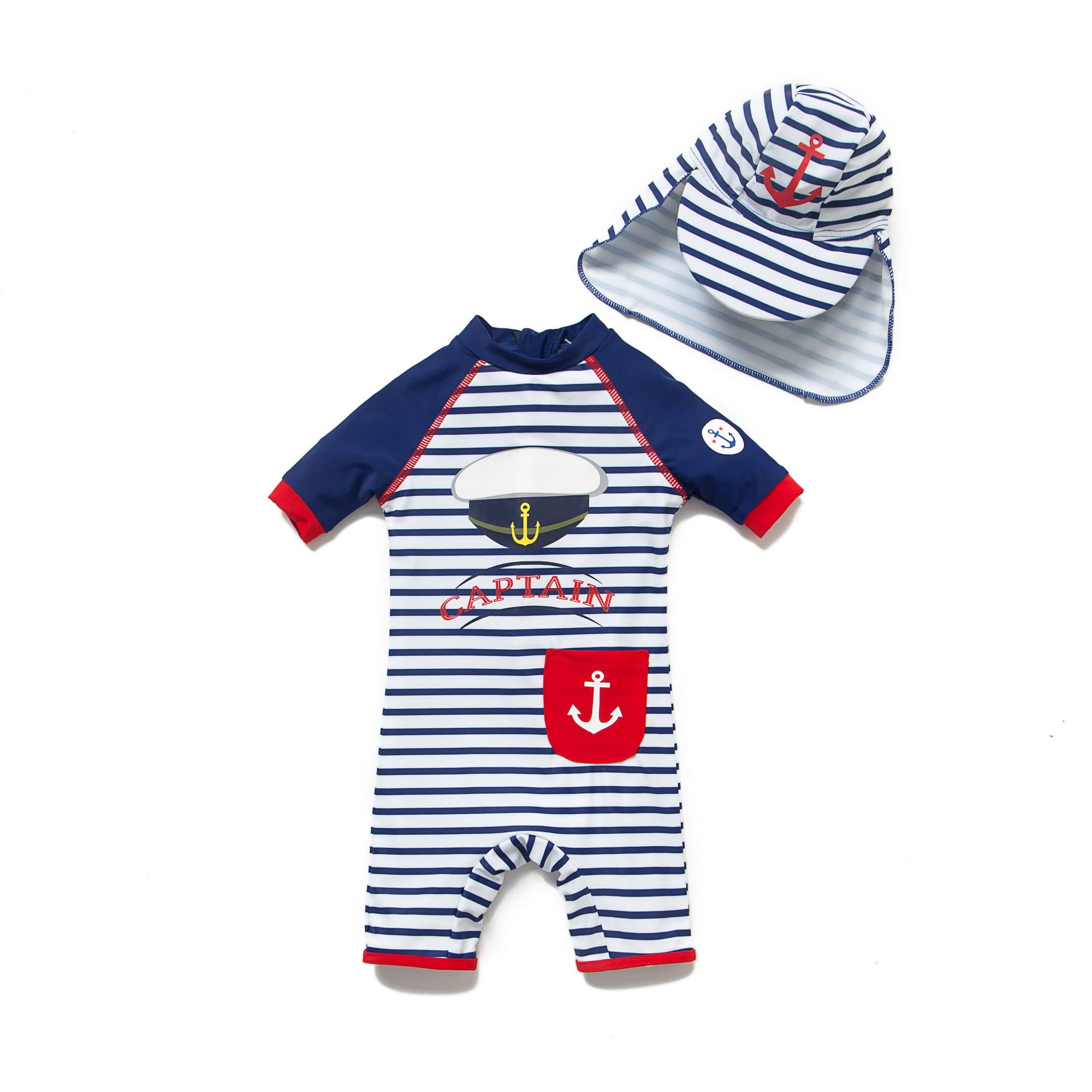 BONVERANO Maillot de Bain bébé garçon Une pièce à Manches Courtes Protection UV 50+ Maillots de Bain avec Fermeture éclair